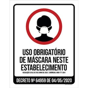 Kit 3 Placa Obrigatório Máscara Estabelecimento 36X46