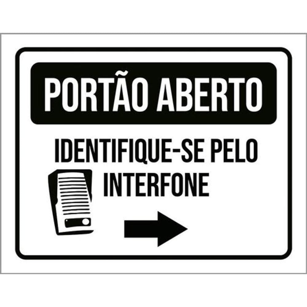Kit 3 Placa Portão Averto Identifique-Se Interfone 36X46
