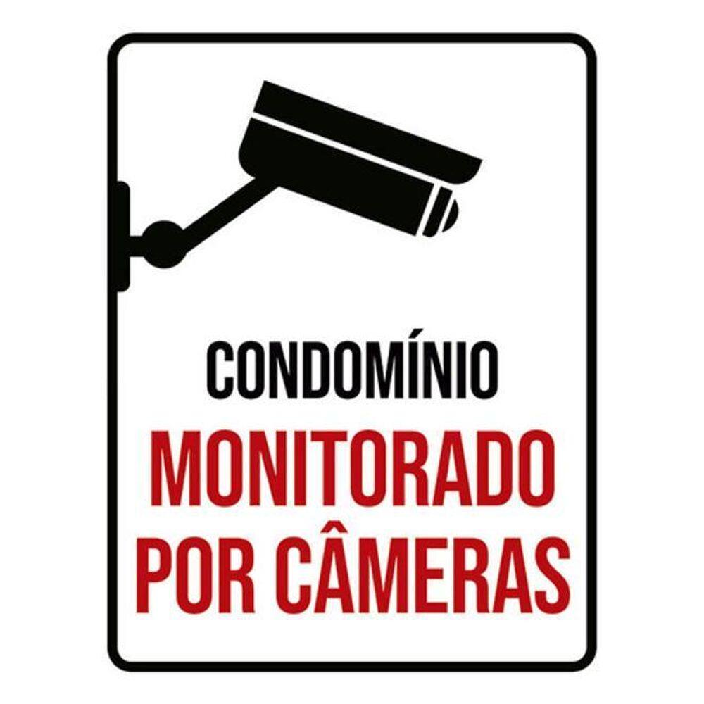 Kit 5 Placas Condomínio Monitorado Câmeras 36X46
