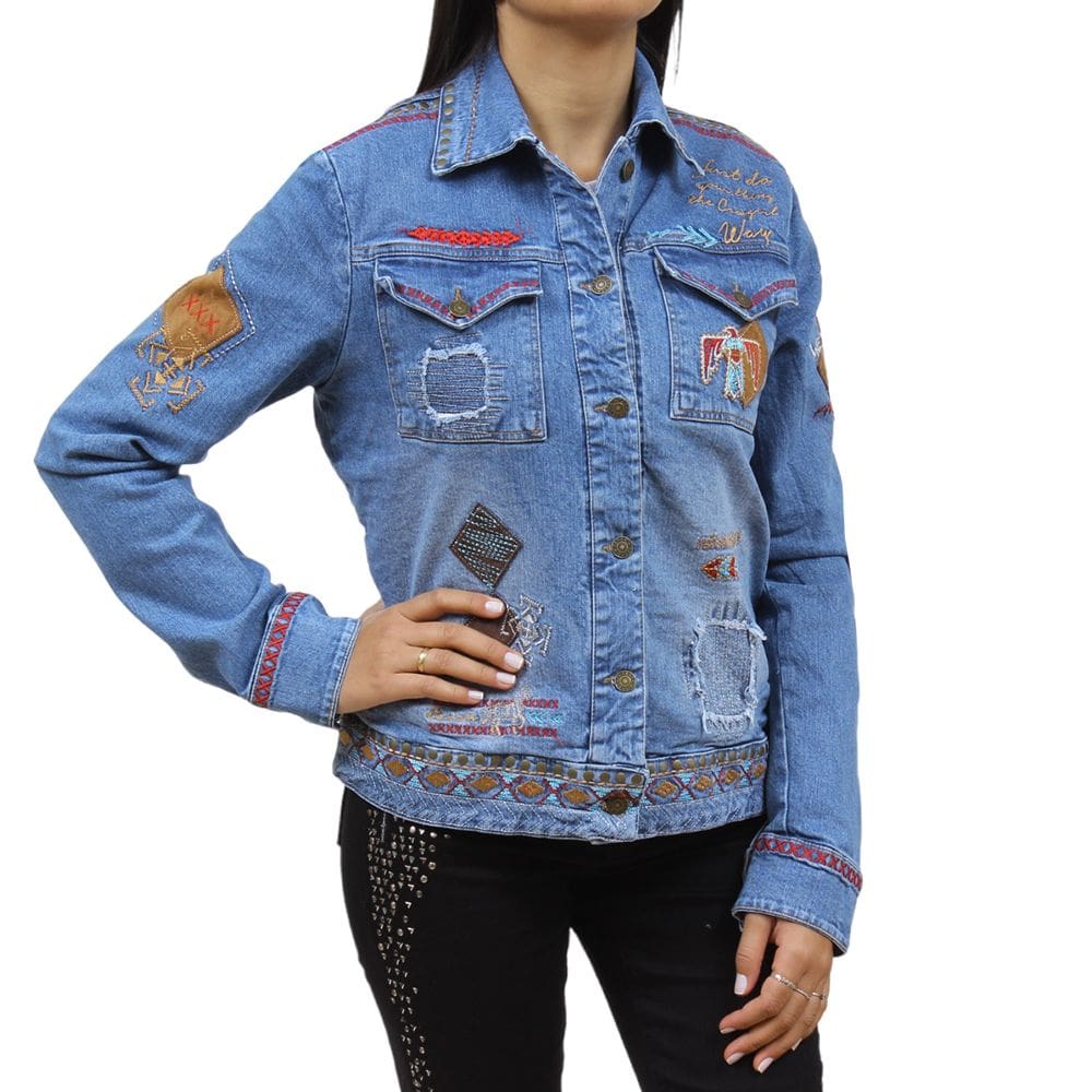 Jaqueta Jeans Feminina Bordada Tassa 34073