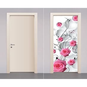 Adesivo Envelopamento Decorativo De Porta Rosas Flores