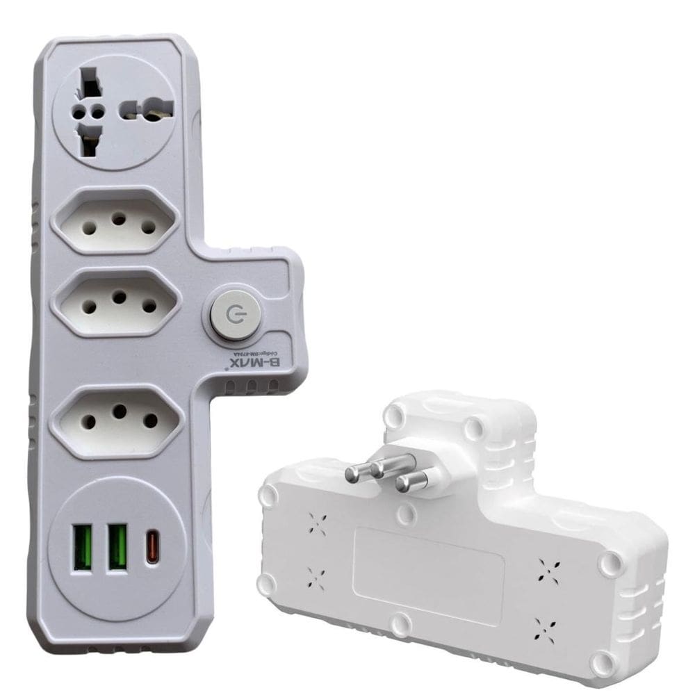 Adaptador De Tomada Benjamin 7 Em 1 Com Usb / Usb-C Bm-8704A