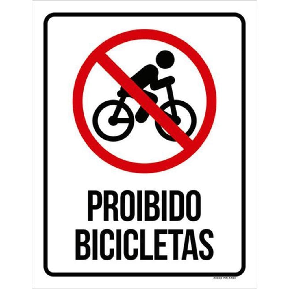 Kit 5 Placas Proibido Bicicletas 36X46