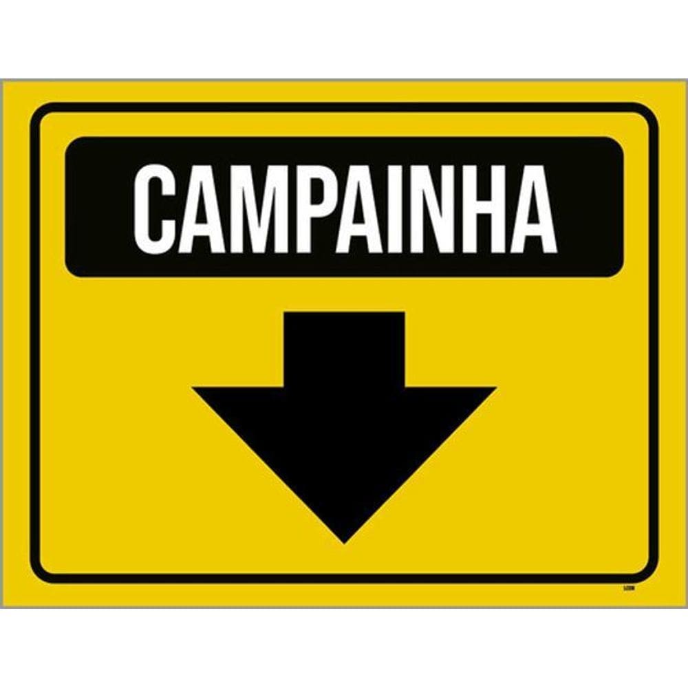 Kit 5 Placas Campainha Amarela Seta Para Baixo 36X46