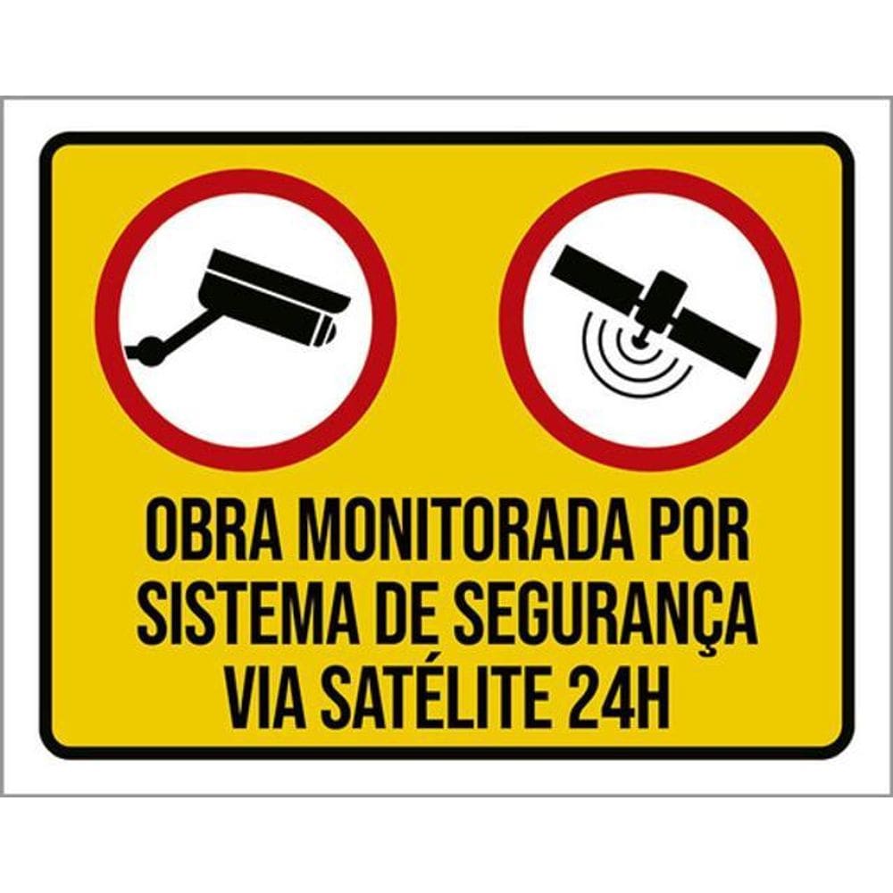 Kit 3 Placas Obra Monitorada Sistema Segurança 36X46