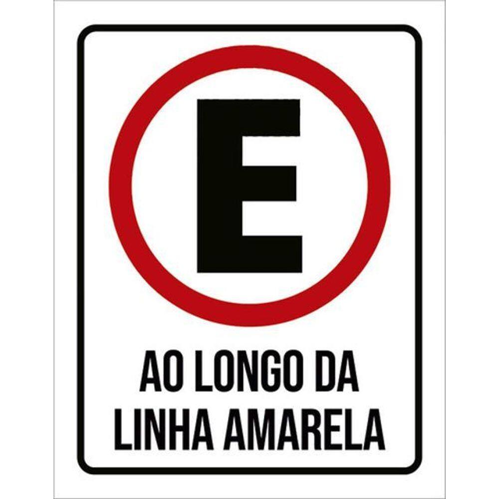 Kit 5 Placas Estacionamento Ao Longo Linha Amarela 36X46