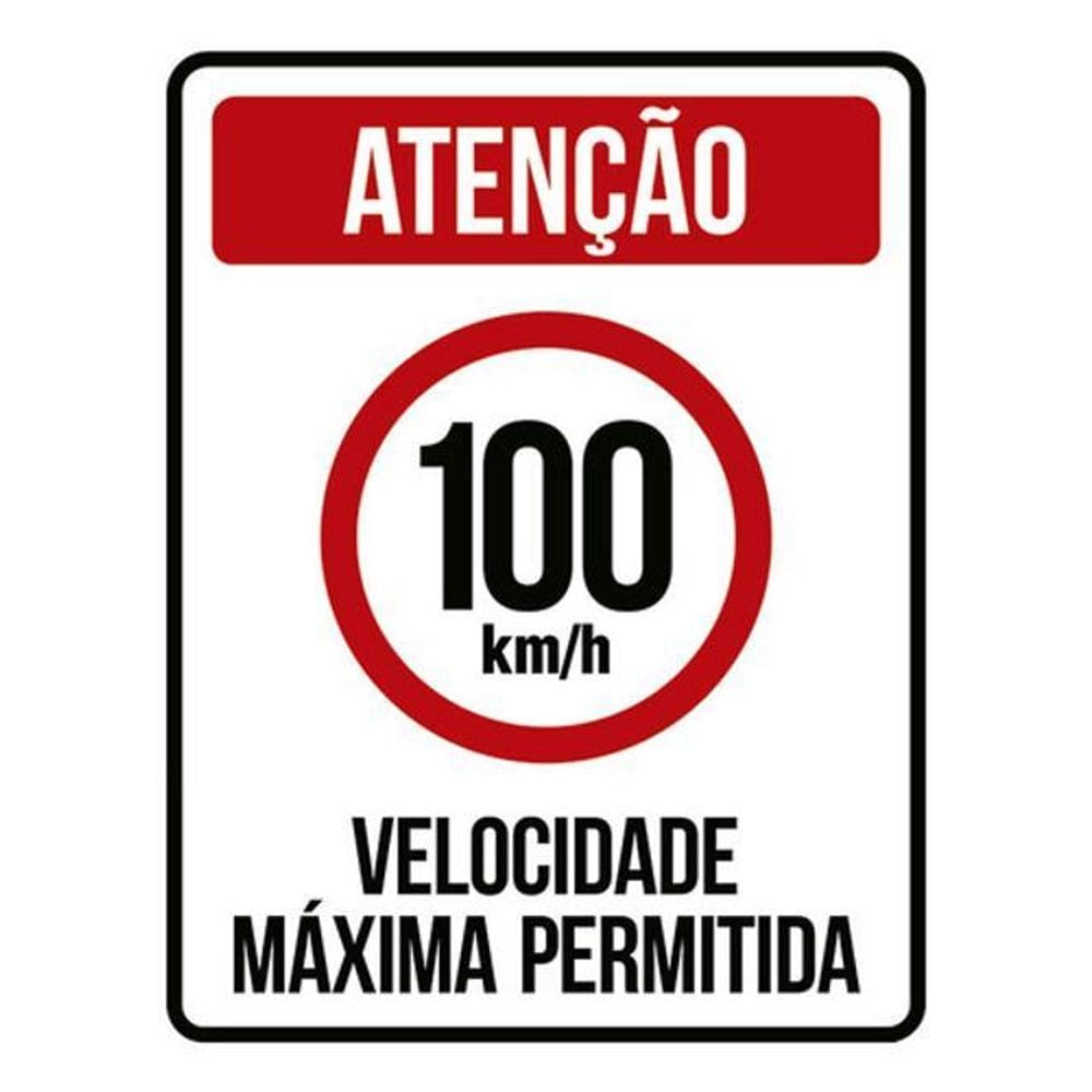 Kit 3 Placas Velocidade Máxima 100Km Máximo 36X46