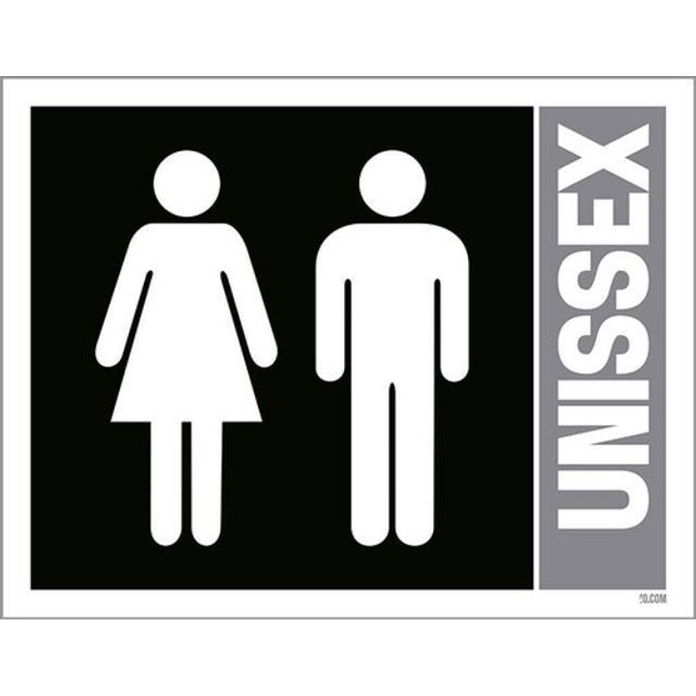 Kit 3 Placas Banheiro Unissex Preta Ícone 36X46