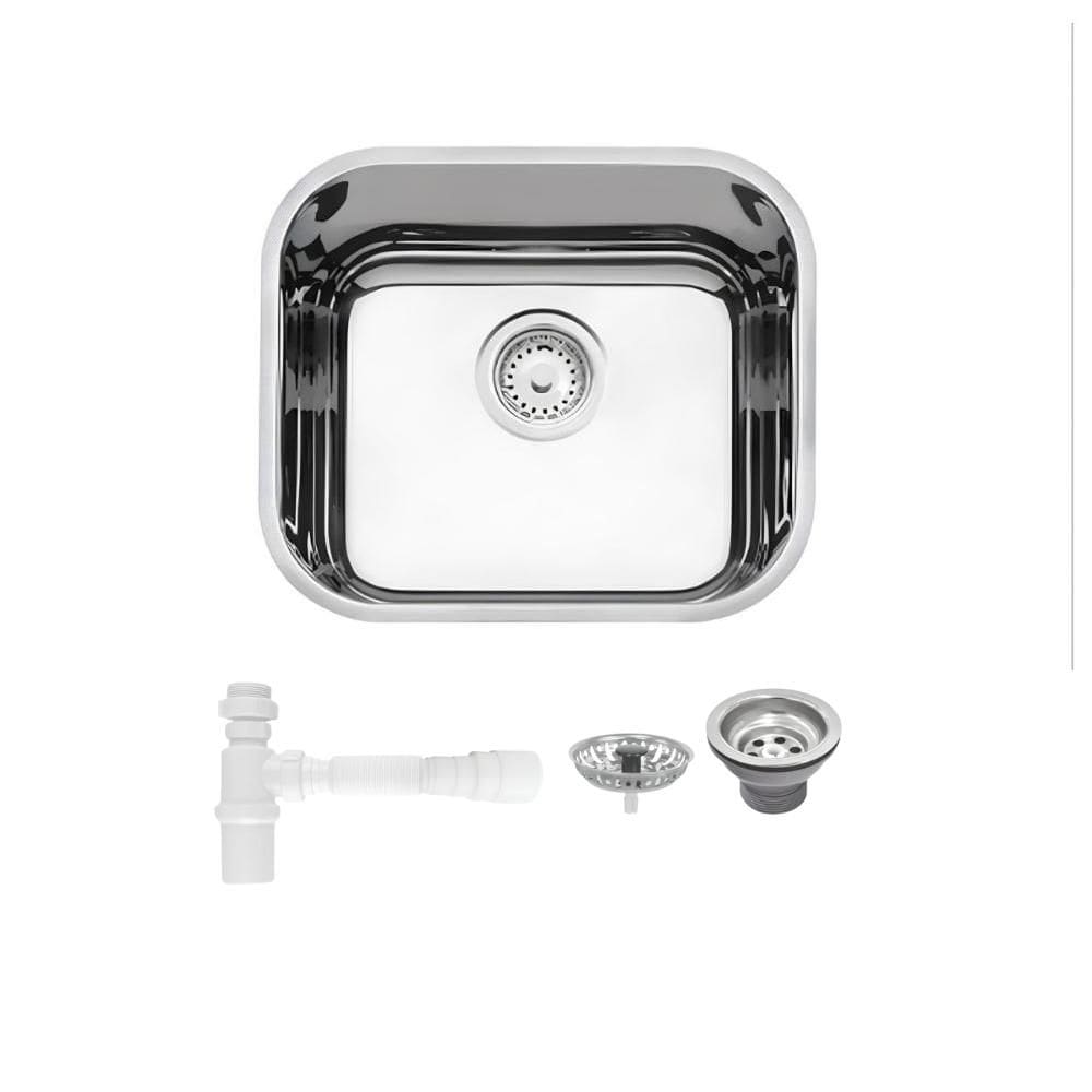 Cuba De Inox N0 Lavínia 40x34x17cm 3.1/2` Com Válvula 94020/207 Alto Brilhante Tramontina com Sifão Universal Com Copo