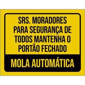 Placa Srs Moradores Portão Fechado Mola Automática 36X46