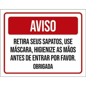 Kit 5 Placa Retira Sapatos Máscara Higienize Mãos36X46