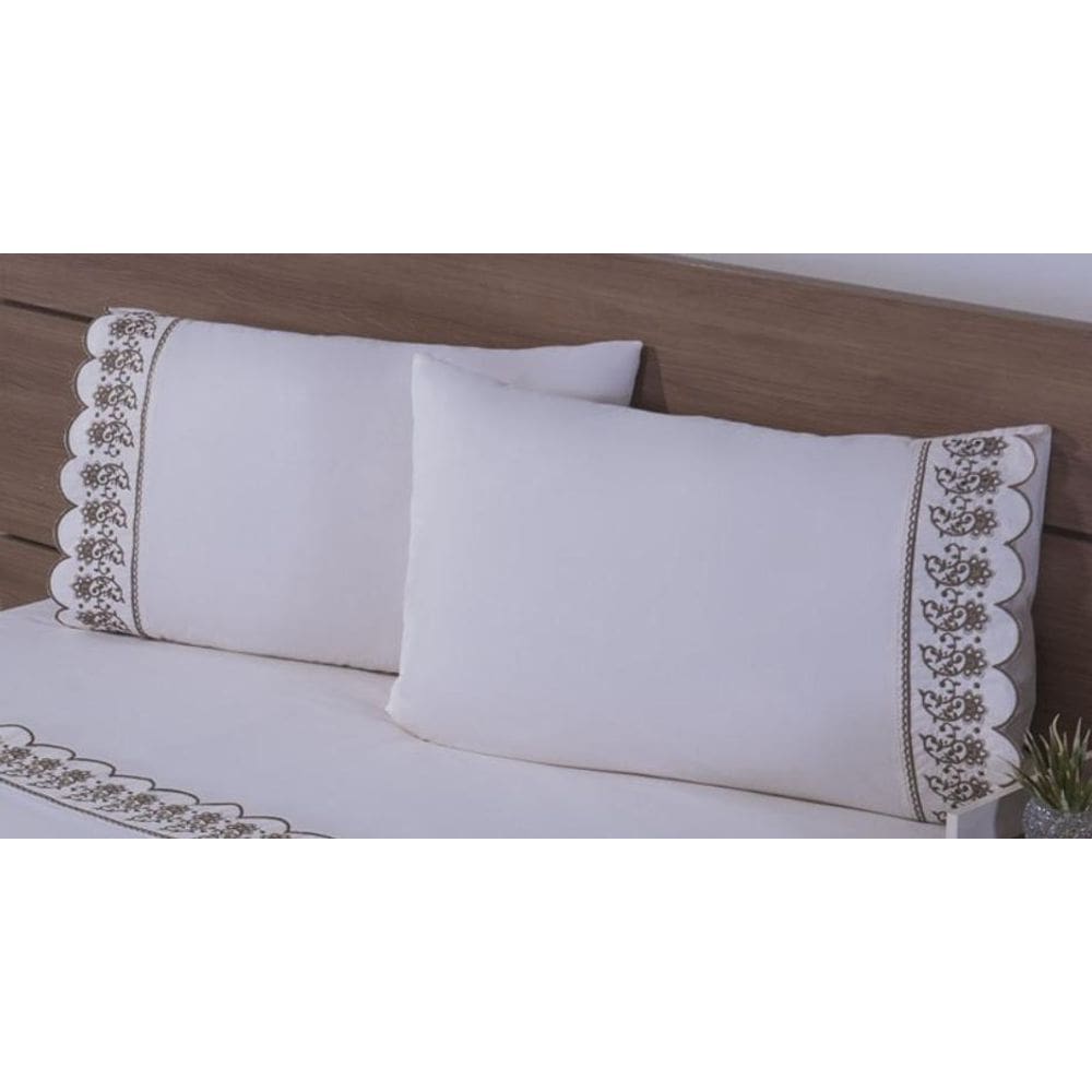 2 Fronhas King 50Cmx90Cm 100% Algodão 200 Fios Palha Barrado