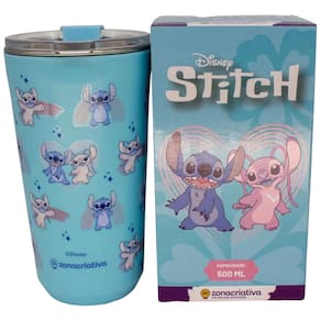 Copo Stitch E Angel Térmico Quente Gelado 500ml Com Tampa Oficial Disney