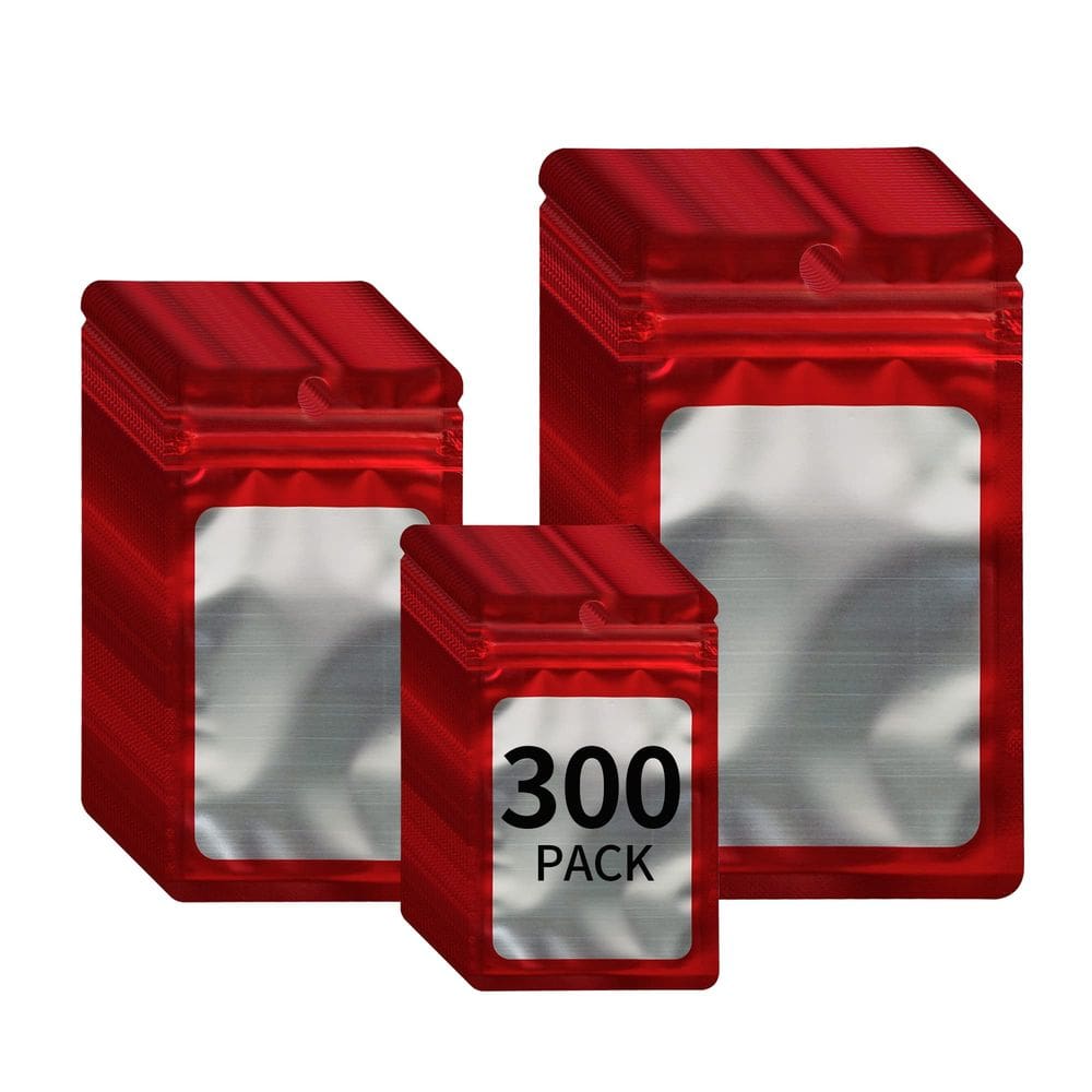 Bolsas holográficas resseláveis Mylar, pacote Funnyleaf, 300 (vermelhas)