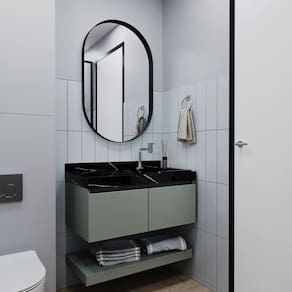Gabinete/toucador para Banheiro 80cm Melissa com Cuba Esculpida em Porcelanato Pistache
