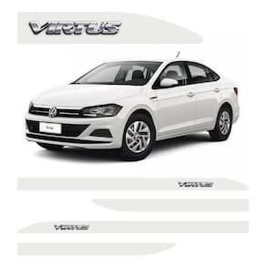 Jogo Friso Lateral Virtus Emblema Cromado Branco Cristal