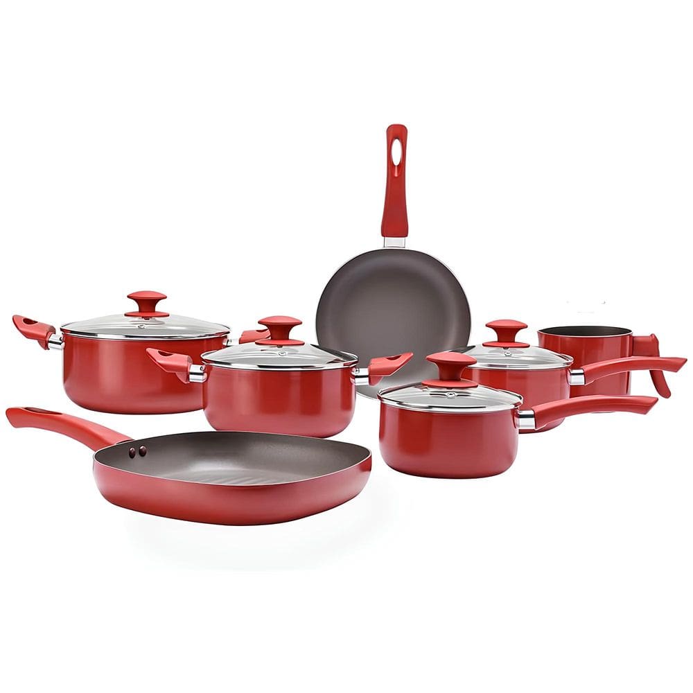 Jogo de Panelas Antiaderente Ceramic Life Antares Vermelho C/ 7 Peças