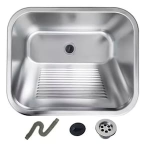 Tanque Inox Lavanderia 55x45 Com Válvula Aço Inox Brinovar