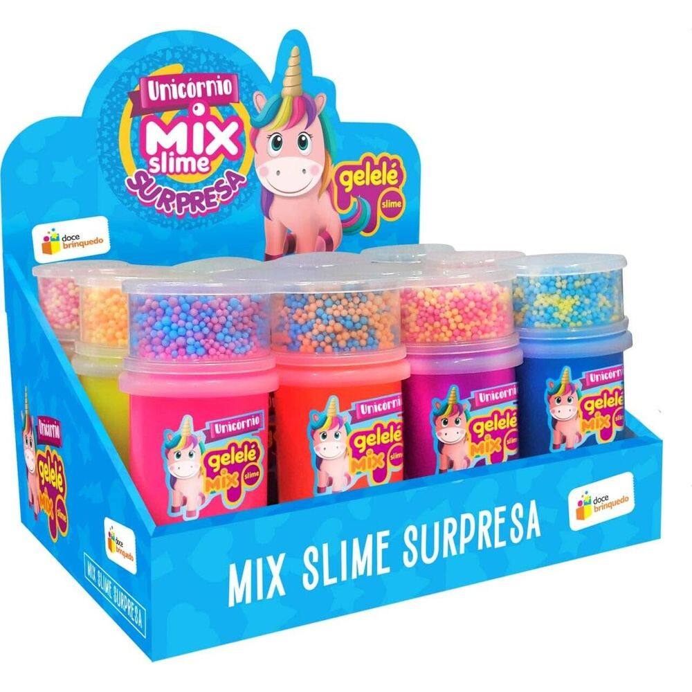 Slime Gelele Mix Surpresa Unicornio 12 Unidades 153g