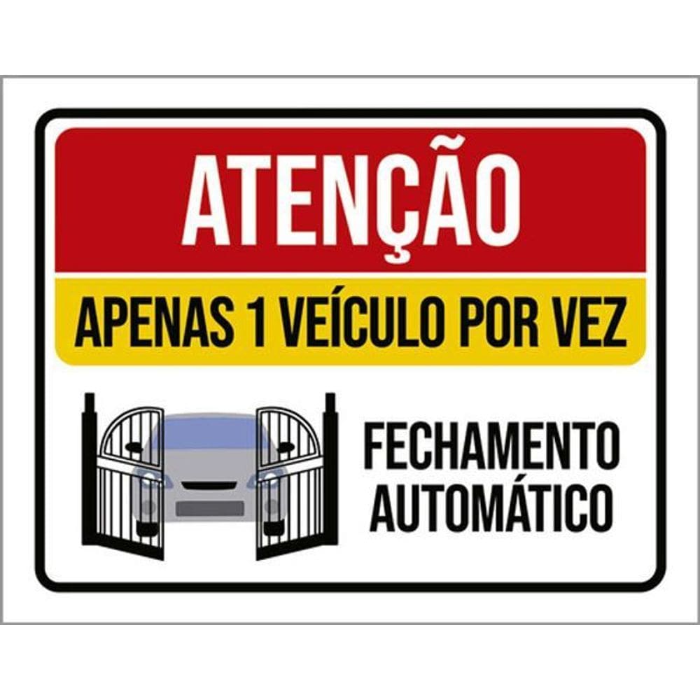 Kit 5 Placas Fechamento Automático Um Veículo 36X46