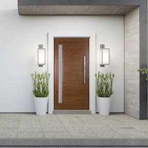 Porta de Aluminio Lambril Pivotante 220x100cm com Puxador Marrom