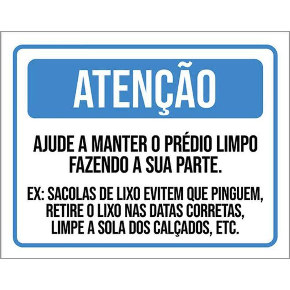 Kit 5 Placas Ajude Manter Prédio Limpo 36X46
