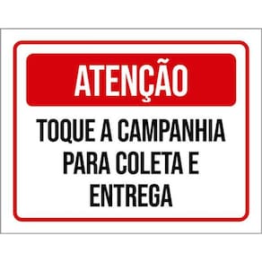 Kit 5 Placas Toque Campanhia Coleta Entrega 36X46