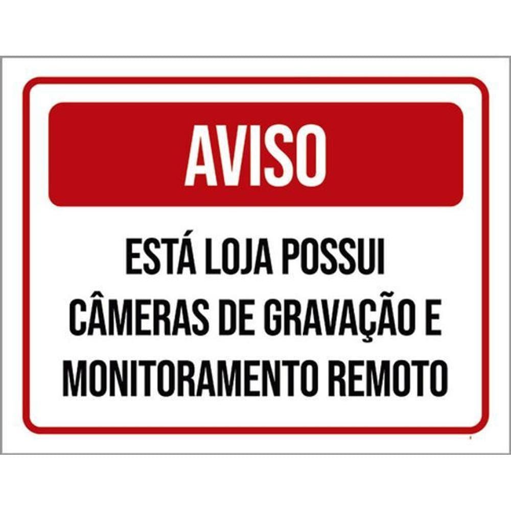 Kit 5 Placas Aviso Loja Possui Câmeras Gravação Remoto 36X46
