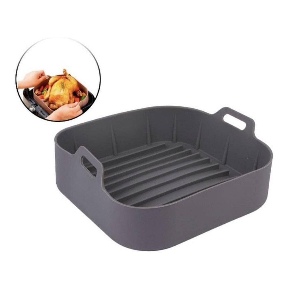 Forma Cesto Assadeira Silicone Air Fryer Fritadeira Com Alça Quadrada 16cm Clink