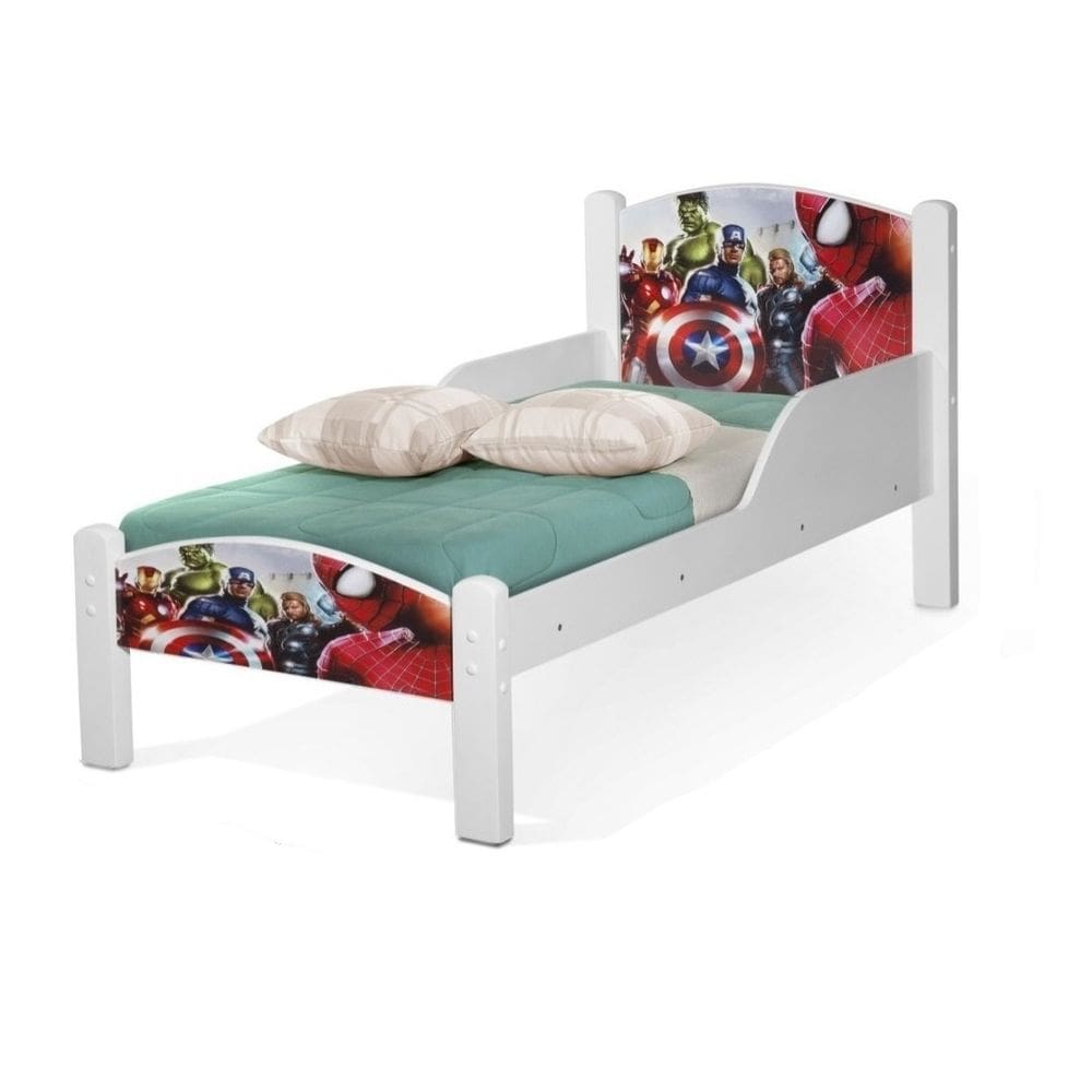 Mini Cama Infantil Adesivada Dos Vingadores Com Colchão