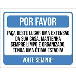 Placa Por Favor Lugar Extensão Sua Casa Airbnb 36X46