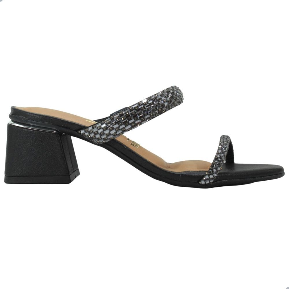 Tamanco Vizzano Strass Pelica Diamond Preto/Black