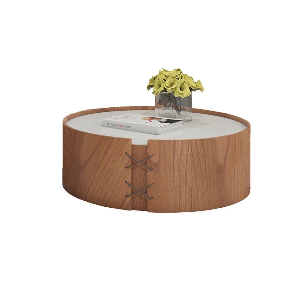 Mesa De Centro Redonda Isis Tampo 80 CM de Vidro Off White