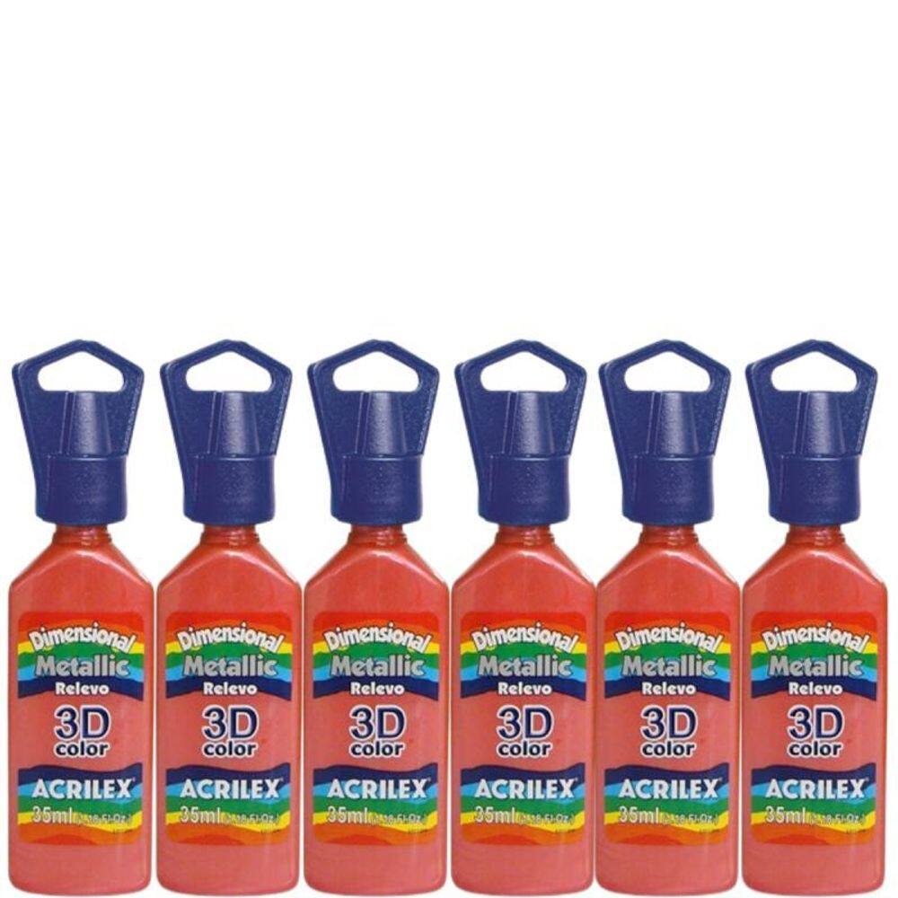 Kit Com 6 Dimensional Metálica Acrilex 35Ml - Escolha A Cor