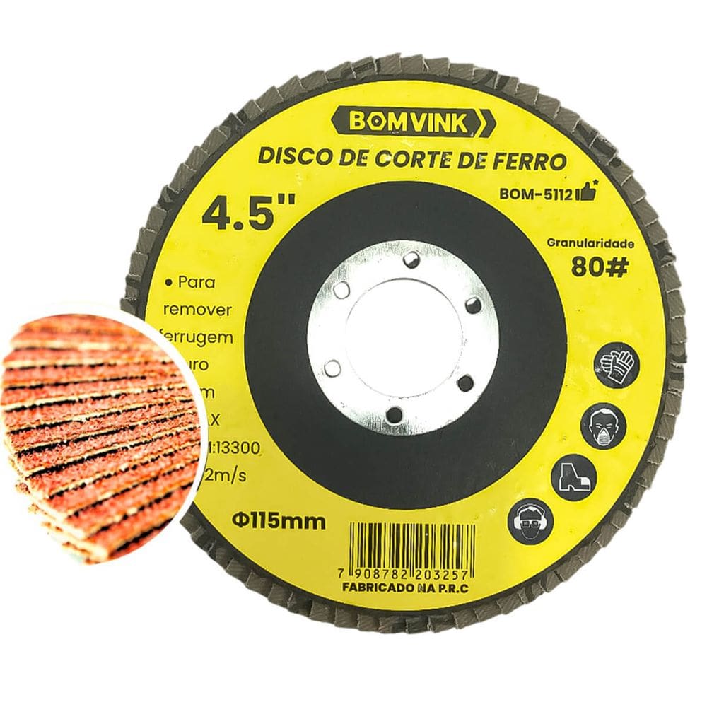 Kit 10 Discos de Lixadeira Grão 80 4,5 Polegadas Profissional