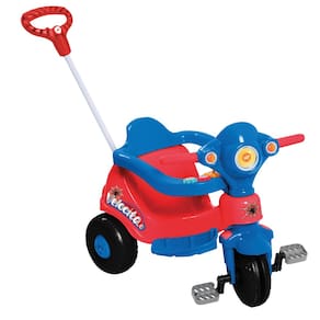 Triciclo Velocita Vemelho Calesita Andador Infantil 2 em 1 com Buzina Protetor e Empurrador
