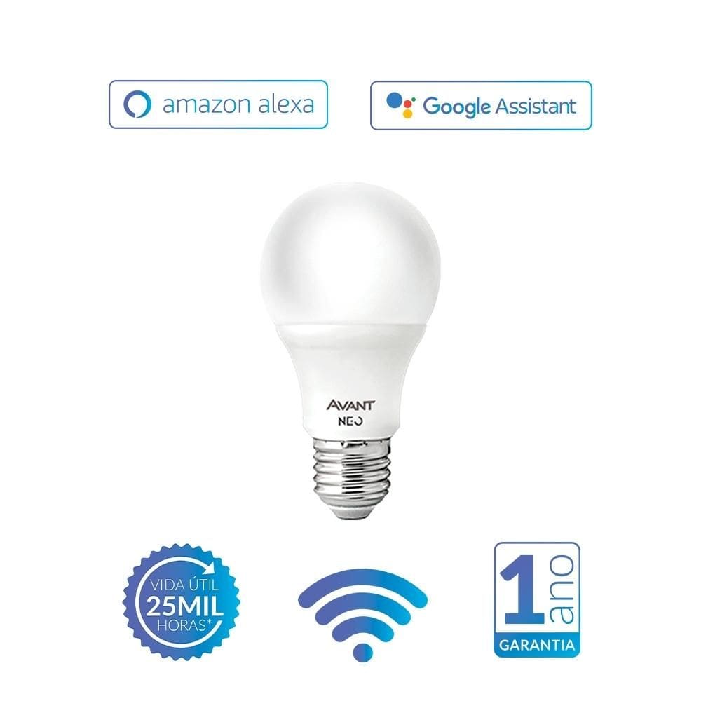 Kit 3 Lâmpada Inteligente LED Smart Wi-Fi Bulbo Pera NEO 10W Luz Dimerizável Amarela-Branca Base E27 Bivolt Avant