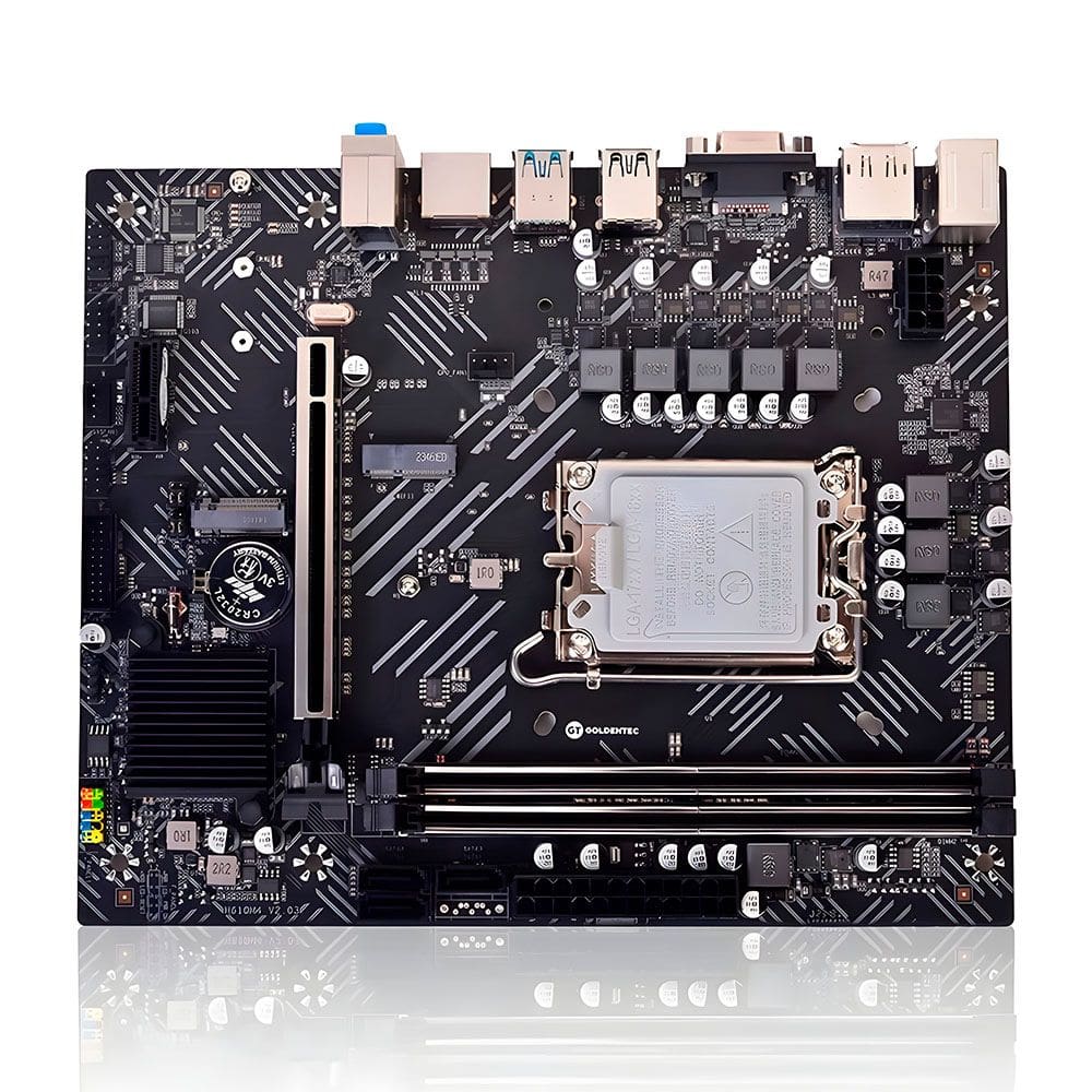 Placa Mãe Soquete 1700 H610 DDR4, Com Slot Para SSD M.2, PCI Express, DisplayPort e Rede Gigabit, Goldentec - GT-H610-M2