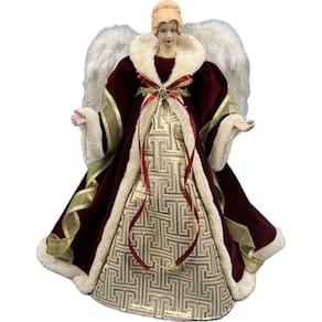 Anjo Topo Arvore Natal Vinho Decoração Enfeite Casa 60Cm