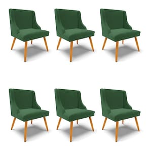 Kit 6 Cadeiras Estofadas para Sala de Jantar Pés Palito Lia Veludo Verde Esmeralda - Ibiza