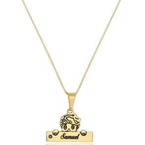 Colar Personalizado Menino Com Nome Folheado Em Ouro 18K