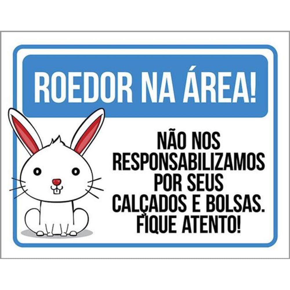 Kit 10 Placas Roedor Na Área Cuidado 36X46