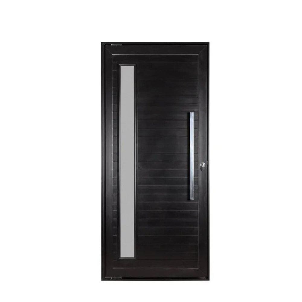 Porta de Aluminio Lambril Pivotante 220x120cm com Puxador Preto