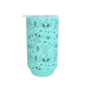 Copo Viagem C/ Tampa 400ml Lilo e Stitch Linhas Cores