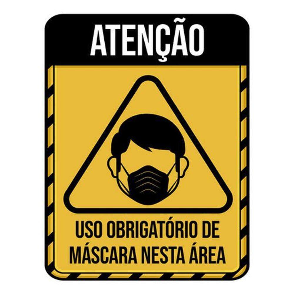 Kit 3 Placas Uso Obrigatório Máscara Nesta Área 36X46