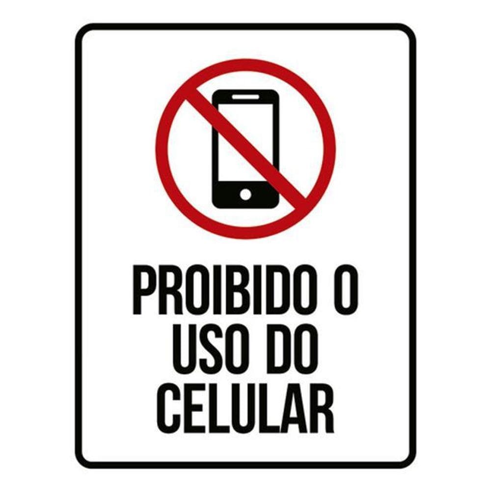 Kit 3 Placas Proibido Uso Do Celular Ícone 36X46