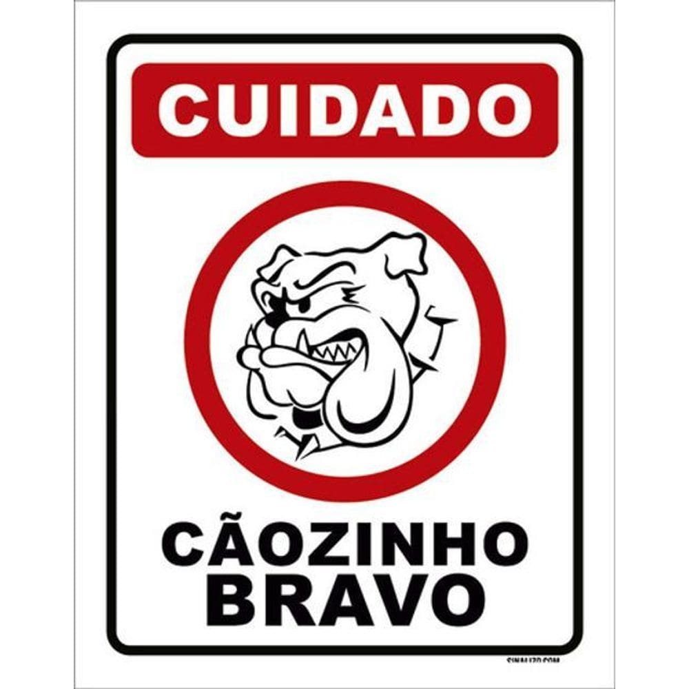 Kit 3 Placas Cuidado Cãozinho Bravo Desenho 36X46