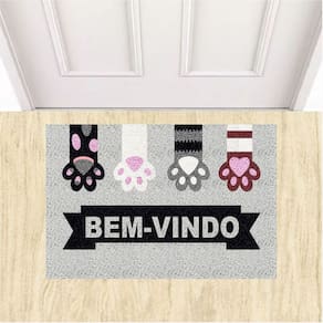 Tapete Divertido Bem vindo Patas Gatos Pets 60X40 cm