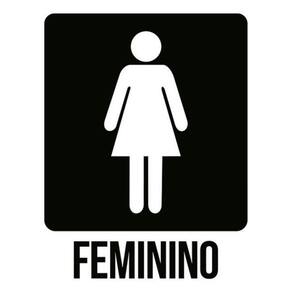 Kit 3 Placas Banheiro Feminino Preta Ícone 36X46