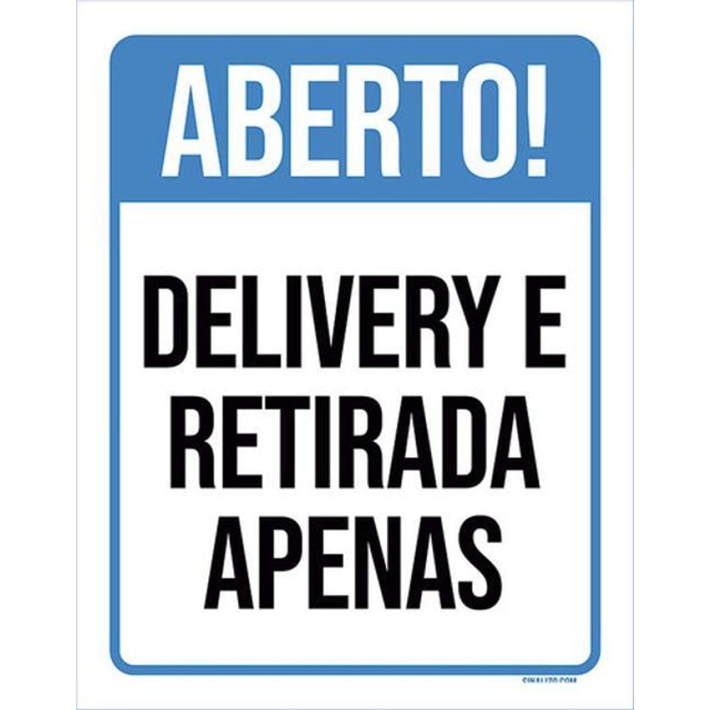 Kit 5 Placas Aberto Delivery Retirada Apenas 36X46